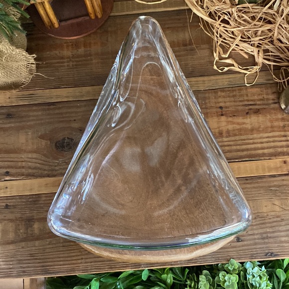 Pottery Barn Large Handmade Glass and Wood Cheese Shaped Cheese Cloche 🧀 🐭🍷 - Picture 7 of 16